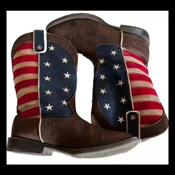 ROPER Big Kids’ American Patriot  Square Toe Boots Faux Leather Size 3 - Picture 6 of 7